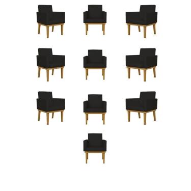 Imagem de Kit 10 Poltronas Decorativas Reforçada Courino Escritorio Courino Preto
