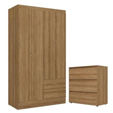 Imagem de Guarda Roupa Solteiro Astro 4 Portas E Cômoda Gaveteiro Condessa Almen