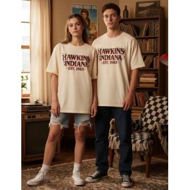 Imagem de Camiseta 100% Algodão Stranger Things Hawkins - sneko, Offwhite, XG