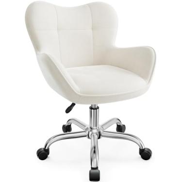 Imagem de Cadeira com rodas, lindas cadeiras de mesa com altura ajustável para quarto, cadeira de maquiagem moderna com encosto