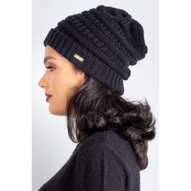 Imagem de Gorro feminino de malha tricô 60018 - Chumbo-Feminino