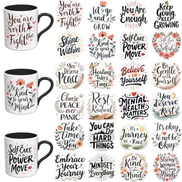 Imagem de Elewins Adesivos UV DTF - 24 folhas com citações UV DTF Cup Wrap para canecas de vidro café, decalques DIY para copos, esfregar à prova d'água em transferências para artesanato (citações de flores)