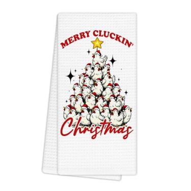 Imagem de EGBTL Toalhas de cozinha engraçadas de frango de Natal, toalhas de mão de Natal para decoração de banheiro, casa de fazenda rústica, toalhas de prato de frango de inverno para cozinha 40,6 x 61 cm