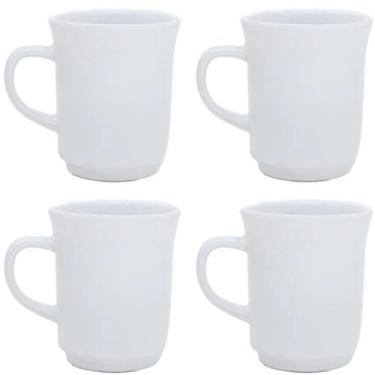 Imagem de Jogo 4 Caneca Americana Porcelana Lisa Branca Xicara 220ml - HR Porcel