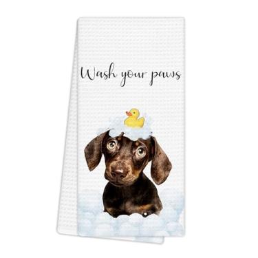 Imagem de EGBTL Toalhas de mão engraçadas de Dachshund, presentes de Dachshund Doxie para mulheres e homens, toalhas de mão para decoração de banheiro, decoração de banheiro de cachorro engraçado, presentes