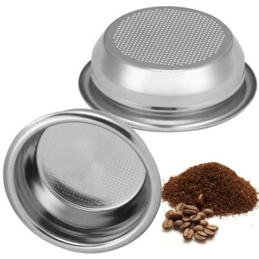 Imagem de Cestas de filtro de café de aço, conjunto de 2 peças com malha fina para filtros portáteis sem fundo de 58 mm