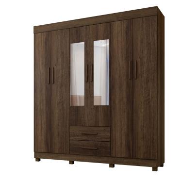 Imagem de Guarda Roupa Leblon 6 Portas 2 Gavetas 7 Prateleiras Com Espelho - Benetil