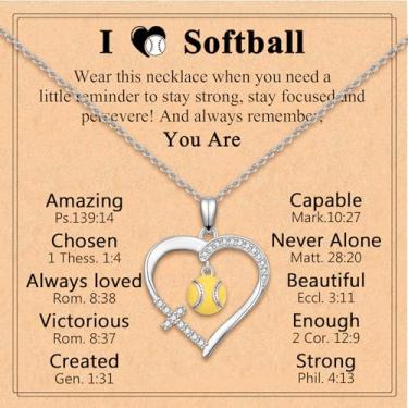 Imagem de Nupdot Presentes de softball, acessórios esportivos, colar com cruz de softball, joias, aniversário, Natal, Dia dos Namorados, Páscoa, batismo, formatura, presentes para adolescentes e adolescentes