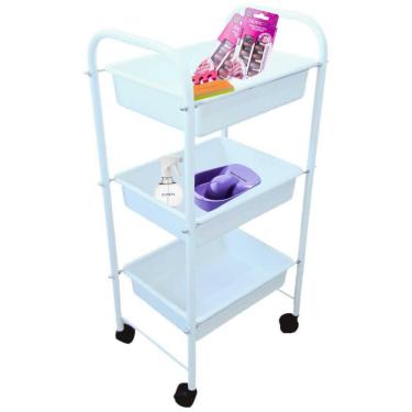 Imagem de Carrinho Auxiliar Estética  1 Tampo MDF + 2 Bandejas