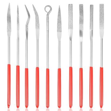 Imagem de Gjinxi Conjunto de 10 peças de arquivos pequenos, ferramenta de arquivos curvos, mini arquivos de metal, arquivos de agulha de diamante, arquivos de agulha em miniatura e arquivos de modelo, rifle de