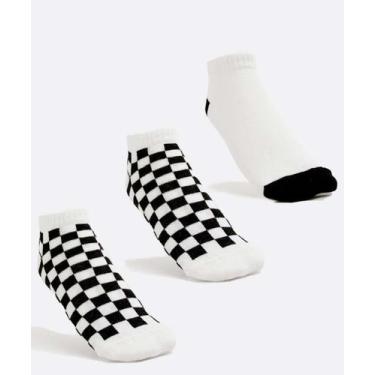 Imagem de Kit 3 Pares Meias Soquete Feminina Quadriculada Marisa-70240, 34/39, B