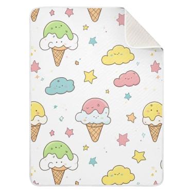 Imagem de xigua Cobertor de bebê de sorvete, cobertor de algodão para bebês, cobertor leve e macio para berço, carrinho de bebê, cobertores de berçário, 76 x 101 cm