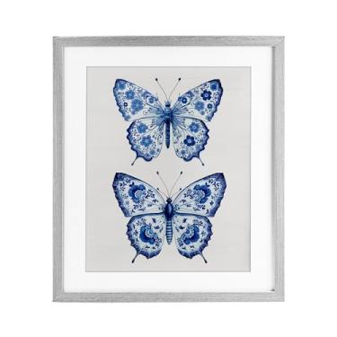 Imagem de Stupell Industries Estampa ornamentada com estampa de borboletas cinza emoldurada sob vidro, design por Lettered and Lined, 16 x 13
