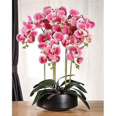 Imagem de LMJYU Flor artificial orquídeas falsas bonsai orquídeas artificiais coloridas artificiais Phalaenopsis flores planta flores artificiais ornamentais forma bonita
