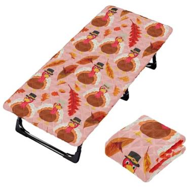 Imagem de Burbuja Lençol de berço de peru de Ação de Graças para crianças, lençol de cochilo acolchoado portátil com faixa elástica para meninas e meninos, lavável na máquina, 63,5 x 127 cm