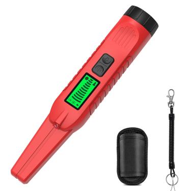 Imagem de TARSHYRY Pinpointer de Detector de Metais Portátil, Scanner de Segurança de Alta Sensibilidade 360 ​​° Com Alertas de Vibração Sonora Tela LCD Luz LED, Detector de Metais Localizador de (Vermelha)