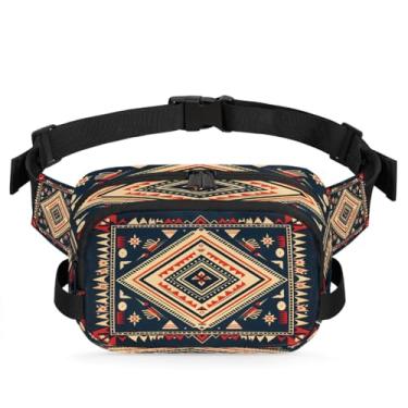 Imagem de Pochete Boho étnica asteca retrô para mulheres e homens com alça ajustável, bolsa transversal, bolsa de peito, bolsas de bumbum, bolsa de estilingue, Cor 1