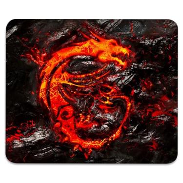 Imagem de Tapete de mouse antiderrapante para jogos e escritório com bordas costuradas 24 x 19 cm, escultura abstrata de dragão de lava e obra-prima fundida, durável, superfície lisa