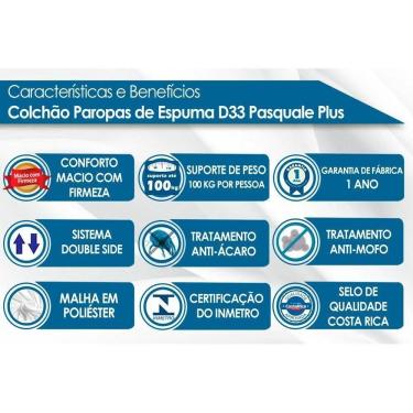 Imagem de Colchão Viúva Espuma D33 Pasquale Plus Euro Pillow Black (128x188x20) - Paropas