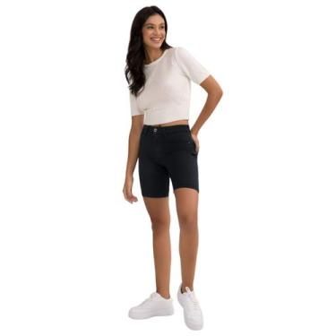 Imagem de Bermuda jeans ciclista fit for me preta lunender 20903, M 38 ao 42
