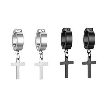 Imagem de 2-12 pares de brincos e brincos de aço inoxidável com ímã cruzado da m