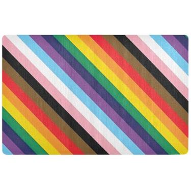 Imagem de Pride LGBTQ Flag Colors Rainbow Doormat Cute Entryway Decor, Tapete de Halloween Antiderrapante Tapete de Porta Entrada Externa, 81 cm x 50 cm