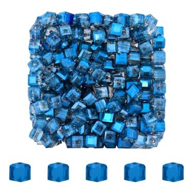 Imagem de Mandala Crafts Contas de cristal de cubo azul Montana de 6 mm – 300 contas de vidro facetadas para fabricação de joias, pulseiras, colares, brincos e contas