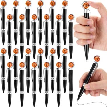 Imagem de Zhanmai 24 canetas de basquete, canetas esferográficas esportivas, bolas de basquete, lembrancinhas de festa, canetas de mesa de basquete, para decoração de material de escritório (preto sólido