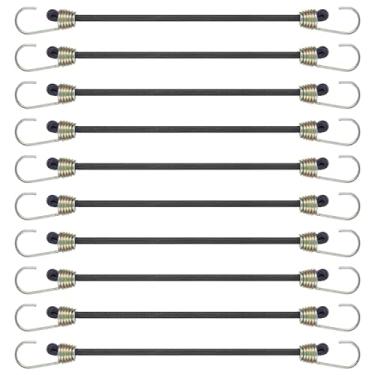 Imagem de Mini cordão elástico com ganchos, pacote com 10 tiras elásticas industriais de 7,8 polegadas, 4 mm, ganchos de metal, cabos curtos para acampamento, tendas, lonas, caminhões, bicicletas, bagagens para