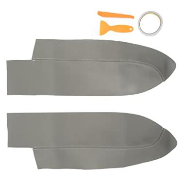 Imagem de Capa de apoio de braço do painel da porta frontal Substituição de couro de microfibra macia CRV 2007 2011 (Cinza)