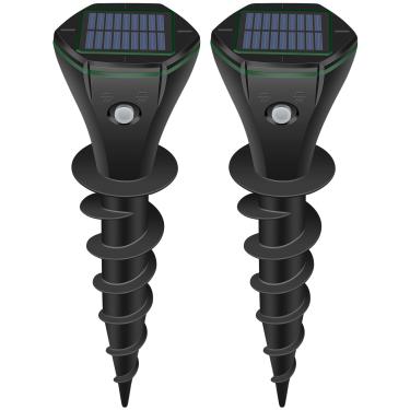 Imagem de Repelente de toupeira ultrassônico, repelente de esquilos ao ar livre para gramado, jardim, quintal, preto, 2 peças