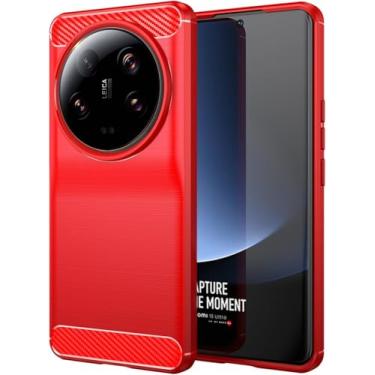 Imagem de Capa Para Xiaomi 13 Ultra (Tela 6.73) Carbon Fiber Fina Leve Maleável (Vermelho)