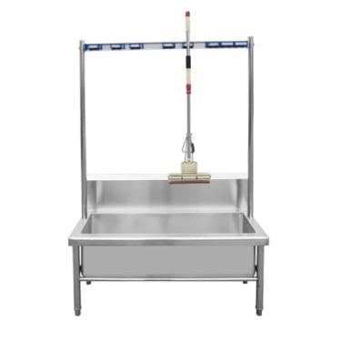 Imagem de Bacia de serviço de esfregão de aço inoxidável, pia de restaurante de cozinha comercial, pia de esfregão de montagem no chão, banheira de lavanderia de aço inoxidável para quintal de garagem interna e