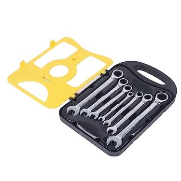 Imagem de Acouto Conjunto de Chave de Catraca de 7 Peças - Ferramentas Manuais de 72 Dentes para Espaços Apertados - Inclui Tamanhos de 8 Mm a 19 Mm