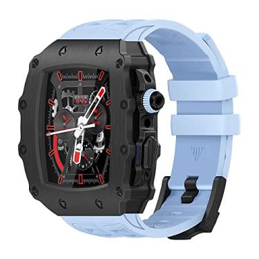 Imagem de VEVEL O conjunto de pulseira de caixa de liga de zinco é adequado para Apple Watch 45 mm (série 8 7) 6/5/4/SE para 44 mm usado para Apple Watch Watch Band (Cor: H, Tamanho: 44 mm para 7/6/5/SE)