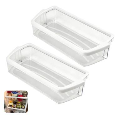 Imagem de HLZDS W10321304 Caixa de prateleira de porta (pacote com 2) compatível com geladeira Whirlpool Kenmore Maytag, WPW10321304 Compartimento de porta de substituição W10549739 W10321303 W10321302