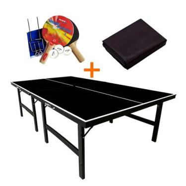 Imagem de MESA PING PONG COR PRETA MDP 15MM - 1010 KLOPF + KIT TÊNIS DE MESA 503