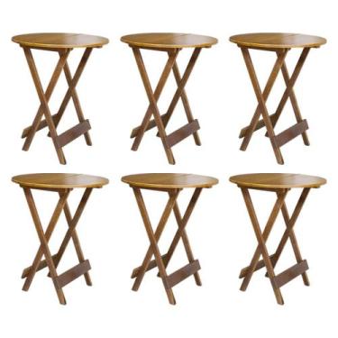 Imagem de Kit 6 Mesas de Madeira Bistrô Dobravel Ideal para Bar e Restaurante Me