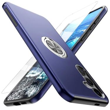 Imagem de Yamink Capa para Samsung Galaxy S26 Plus com película de vidro temperado, capa protetora híbrida 2 em 1, fina, durável, com anel magnético invisível para Galaxy S26 Plus de 6,7 polegadas, azul