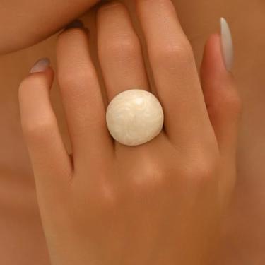 Imagem de Anel de resina moderno para mulheres, presente de joia versátil e elegante, anel feminino de design simples, anel moderno para uso diário, Medium, Latão, Sem pedra preciosa