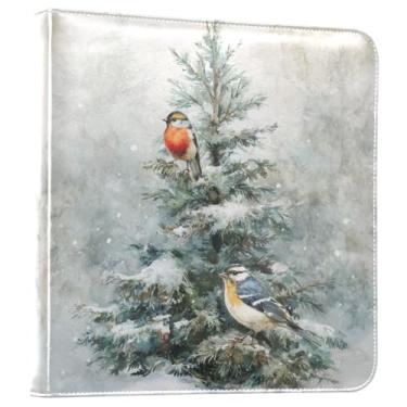 Imagem de ALAZA Álbum de fotos vintage pássaros árvores de Natal autoadesivo álbum de recortes capa de couro PU 3 fichários livro de fotos para casamento família viagem memória