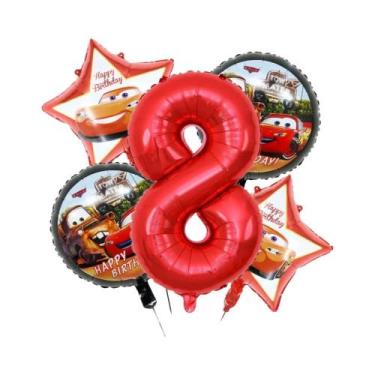 Imagem de Conjunto De Balões De Folha Do Lightning McQueen Para Decoração De Fes