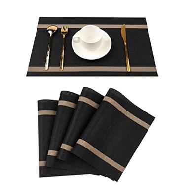 Imagem de Jogo americano para mesa de jantar, conjunto de 4 tapetes de mesa resistentes ao calor, laváveis, fáceis de limpar (cor: D)