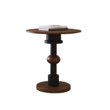 Imagem de Mesa central nórdica retrô simples nogueira mesa de centro sala de estar madeira maciça estilo medieval sofá mesa lateral mesa de quarto