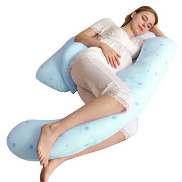 Imagem de Travesseiro de gravidez, travesseiro de corpo inteiro removível em forma de U 2 em 1 para suporte de maternidade, travesseiro de dormir para mulheres grávidas