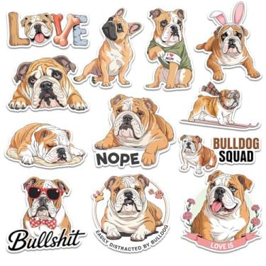 Imagem de 12 adesivos de buldogue, presentes fofos para amantes de cães, decalques de esquadrão de buldogue para entusiastas de animais, decalques para amantes de animais de estimação, ideais para laptop