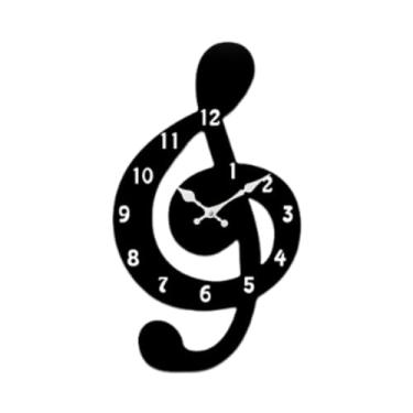 Imagem de IEUDNS Relógio de parede com notas musicais, decorativo e criativo, com numerais arábicos, ideal para escritório, quarto e sala de piano, L