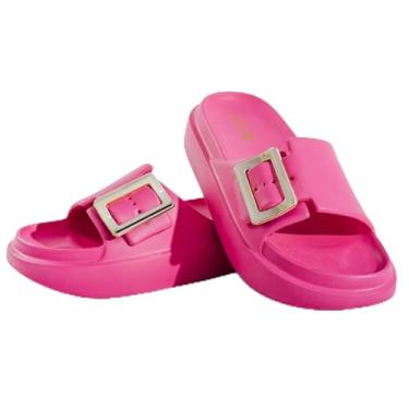 Imagem de Chinelo Feminino EVA 100% Confortável com Enfeite Metalizado – Leve, Macio e Estiloso (Pink, BR, Adulto, Faixa Numérico, 35, 36)