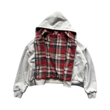 Imagem de Moletom Feminino Com Estampa Xadrez, Casual De Inverno, Quente, Com Zí