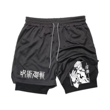 Imagem de Shorts Masculinos 2 Em 1 De Secagem Rápida Com Forro De Malha Dupla Pa